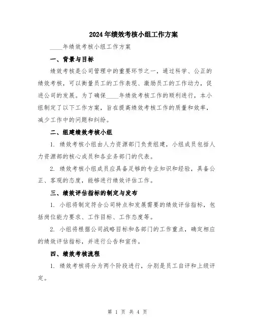 2024年绩效考核小组工作方案