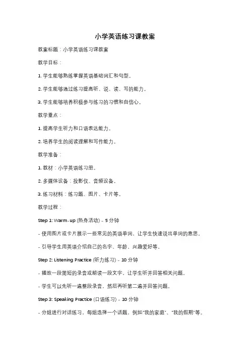 小学英语练习课教案