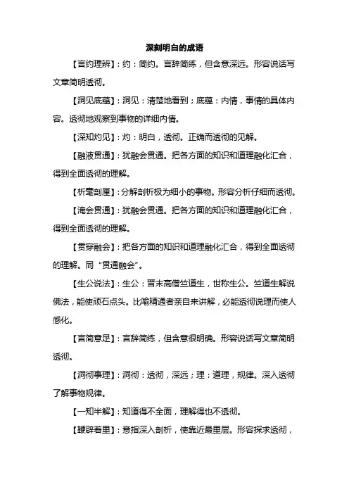 深刻明白的成语