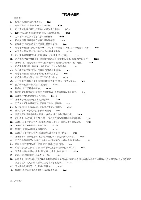 羽毛球理论测试    OK