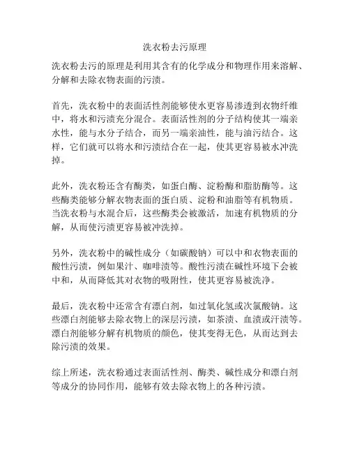 洗衣粉去污原理