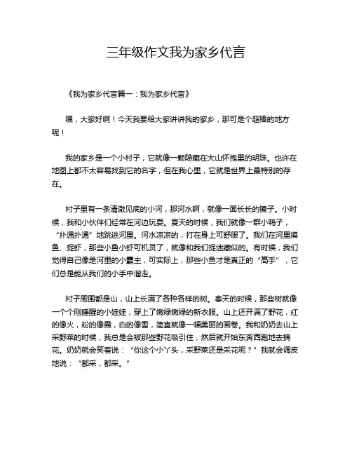 三年级作文我为家乡代言