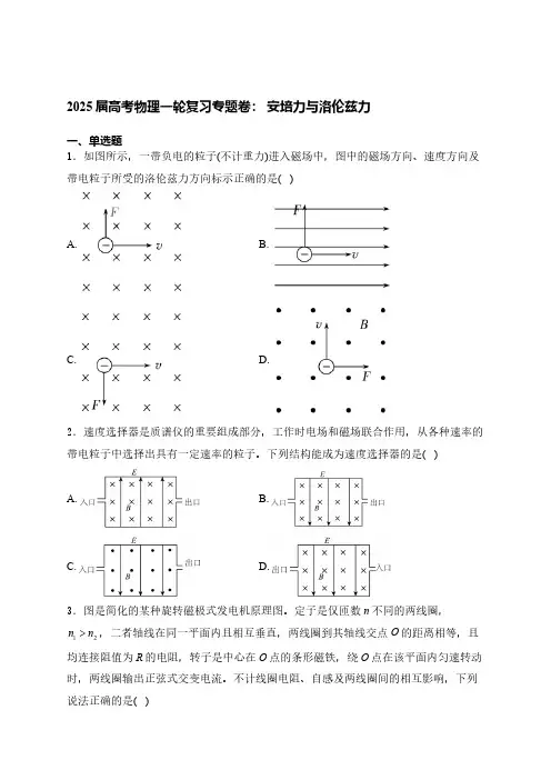 2025届高考物理一轮复习专题卷： 安培力与洛伦兹力(含解析)