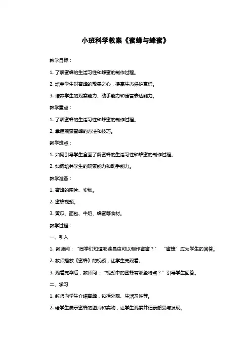 小班科学教案《蜜蜂与蜂蜜》
