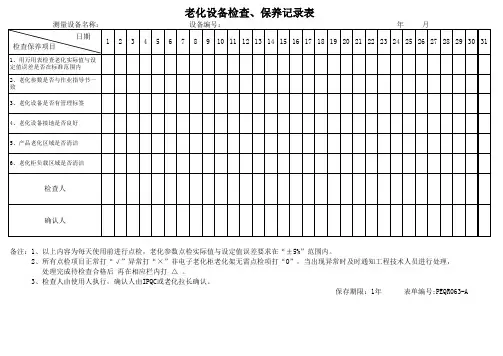老化设备检查、保养记录表
