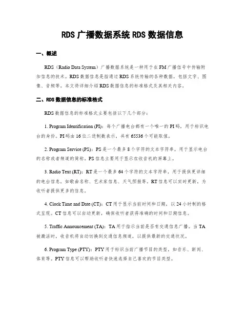 RDS广播数据系统RDS数据信息