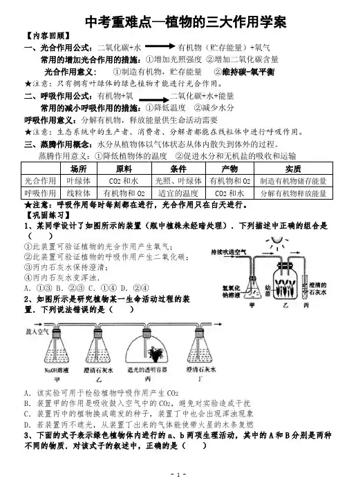 植物的三大作用学案 - 复制