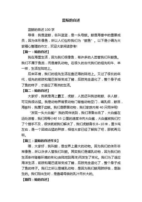 蓝鲸的自述