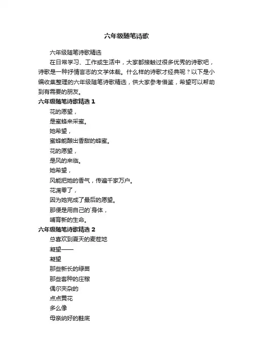 六年级随笔诗歌精选