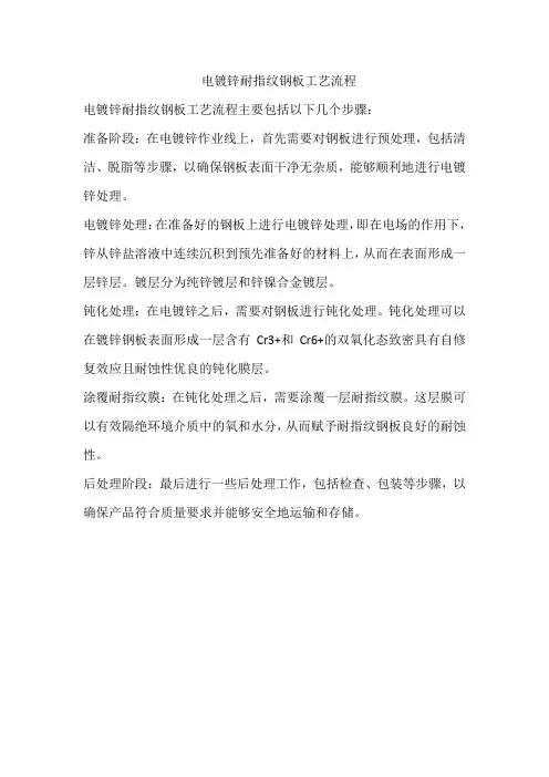 电镀锌耐指纹钢板工艺流程