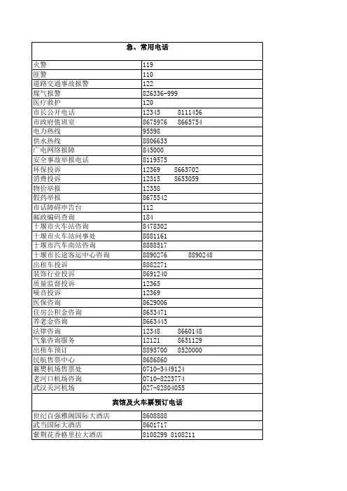 全校教师电话号码簿