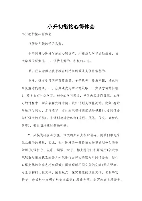 小升初衔接心得体会