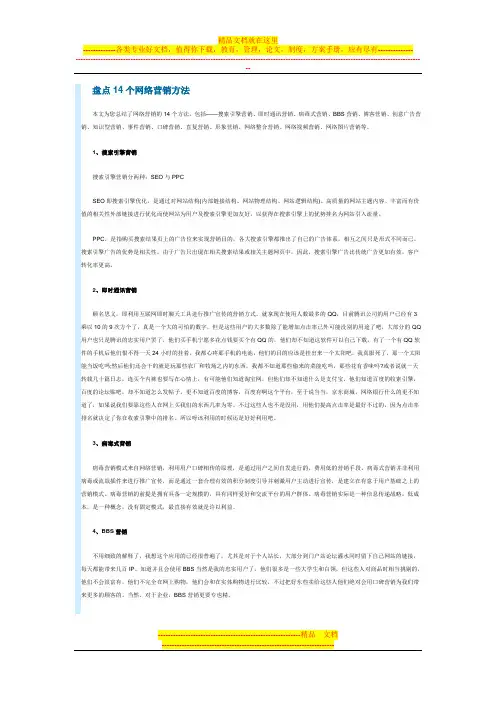 盘点14个网络营销方法
