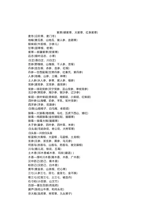 中药别名大全