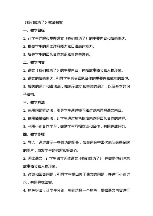 《我们成功了》教师教案