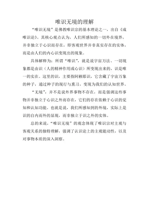 唯识无境的理解