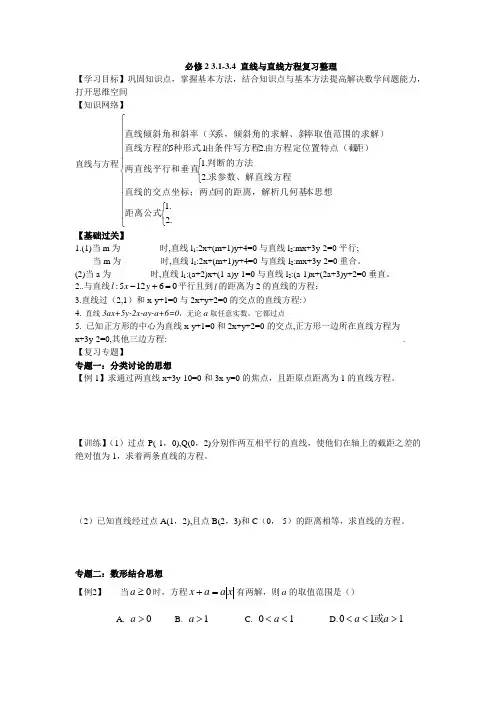 直线与直线方程复习整理