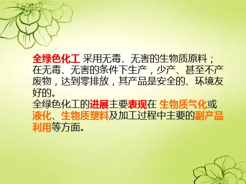 全绿色化工的进展及前景