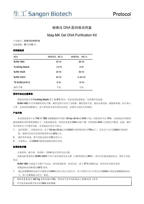 磁珠法回收琼脂糖凝胶DNA