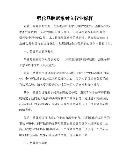 强化品牌形象树立行业标杆