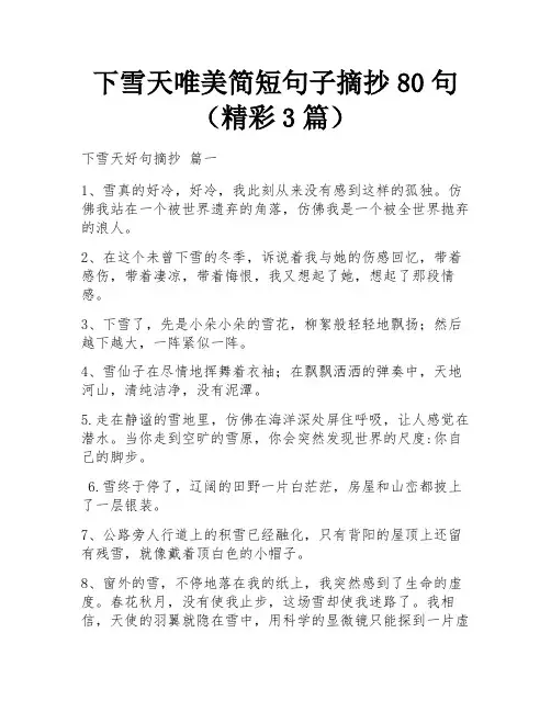 下雪天唯美简短句子摘抄80句(精彩3篇)
