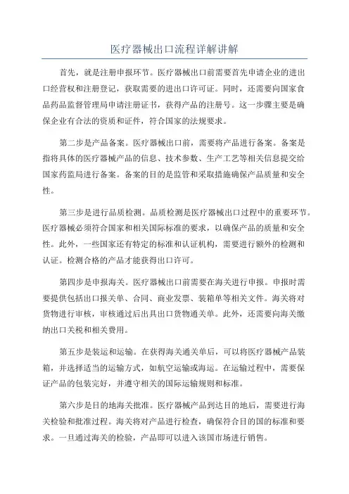 医疗器械出口流程详解讲解