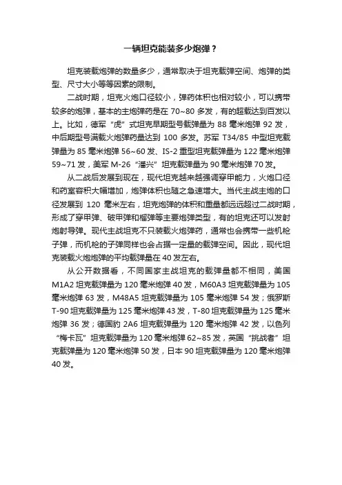 一辆坦克能装多少炮弹？