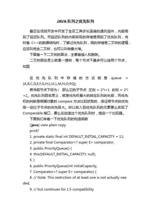 JAVA队列之优先队列