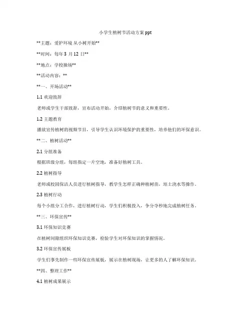 小学生植树节活动方案ppt