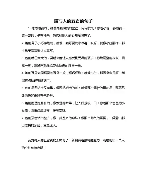 描写人的五官的句子