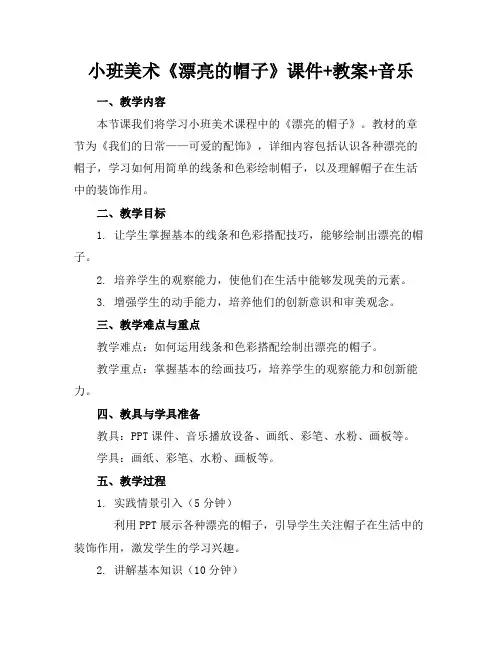 小班美术《漂亮的帽子》课件+教案+音乐