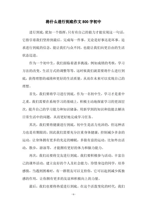 将什么进行到底作文800字初中