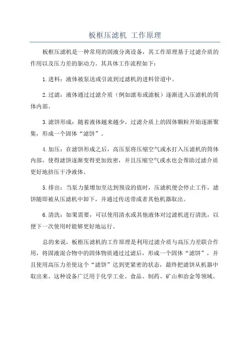 板框压滤机 工作原理