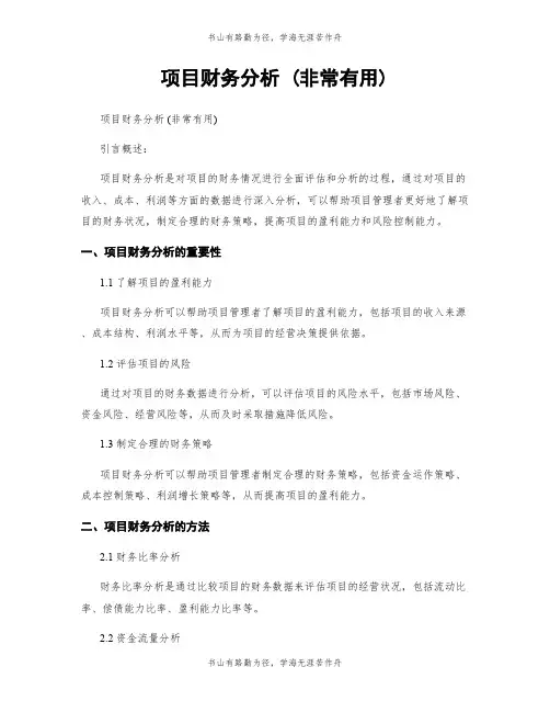 项目财务分析 (非常有用)