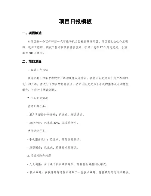项目日报模板