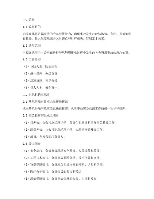 基坑坍塌作业应急预案