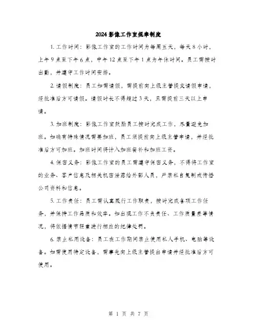 2024影像工作室规章制度(3篇)