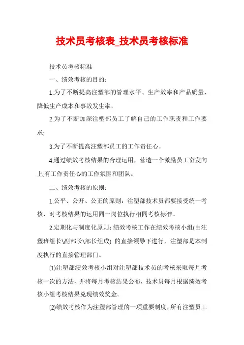 技术员考核表_技术员考核标准