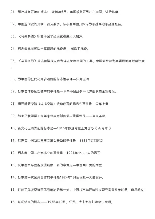 _初中历史：95个高频考点大汇总,暑假预习必背!