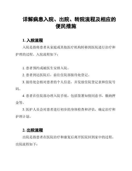 详解病患入院、出院、转院流程及相应的便民措施