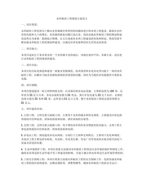 水库枢纽工程规划方案范文