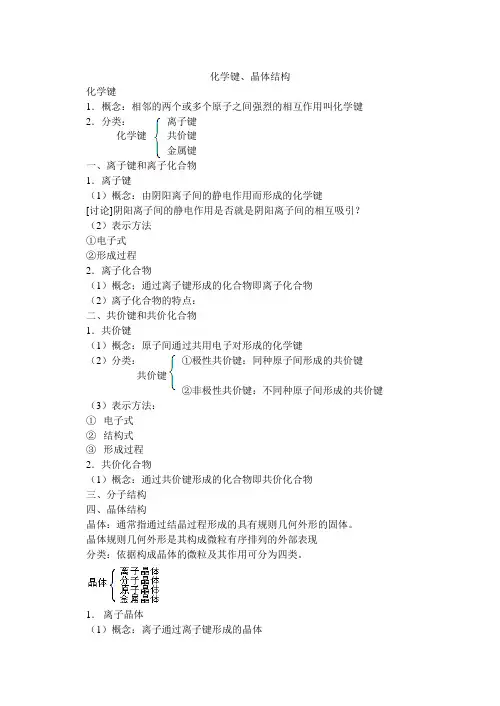 高考化学专题复习——化学键、晶体结构