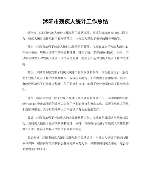 沭阳市残疾人统计工作总结