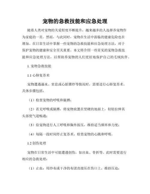 宠物的急救技能和应急处理