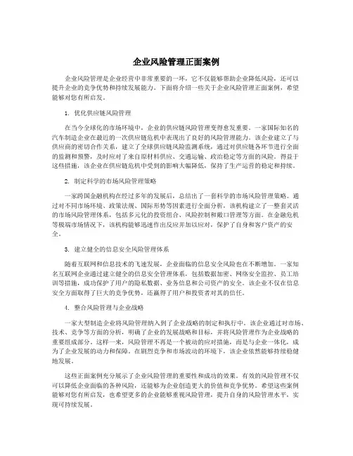 企业风险管理正面案例