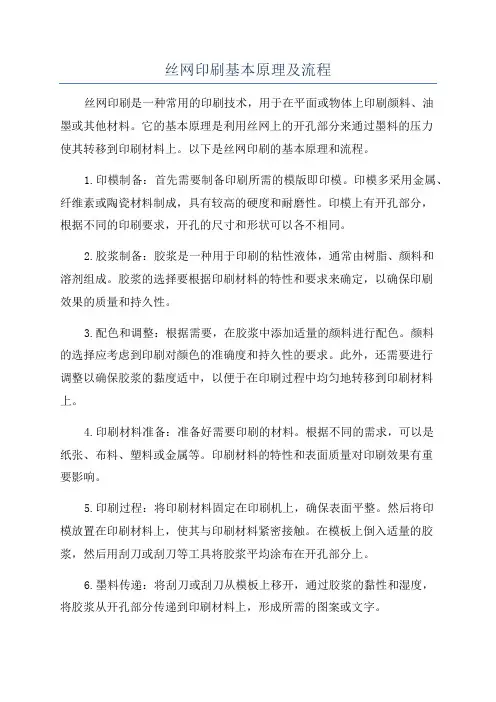 丝网印刷基本原理及流程