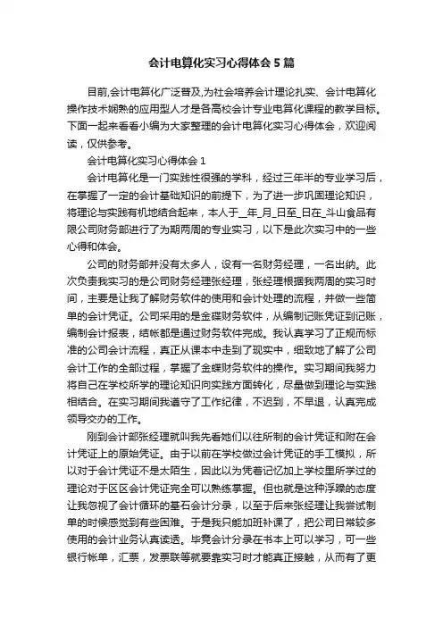 会计电算化实习心得体会5篇