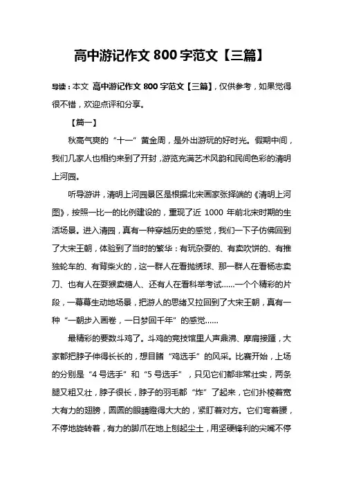 高中游记作文800字范文【三篇】