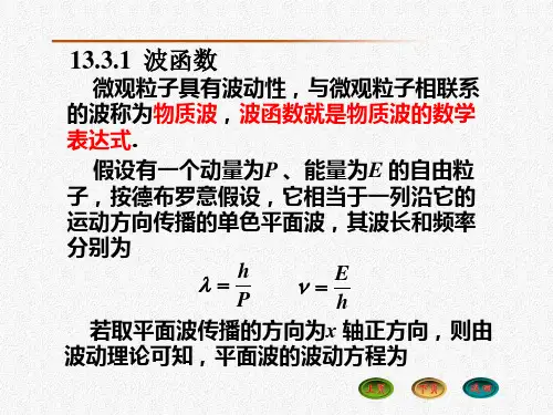 大学物理13.3波函数薛定谔方程