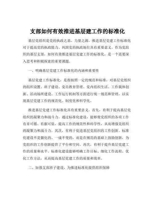 支部如何有效推进基层建工作的标准化